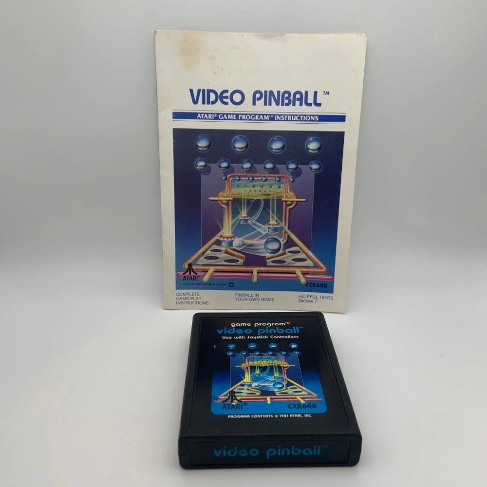 Vintage 1980 Atari Video Pinball Game Program with Original Manual